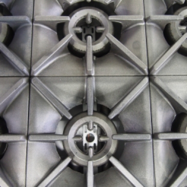 close up photo of a gas-fired commercial stove