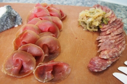 Charcuterie board by Dave Neil provided by The Piggy Market where you can buy these wonderful meats.